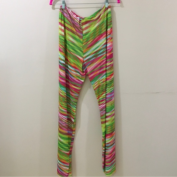 New Becca Cover Up Womens Large Green Pants High Slit Beach Swim Tassels - Picture 3 of 6